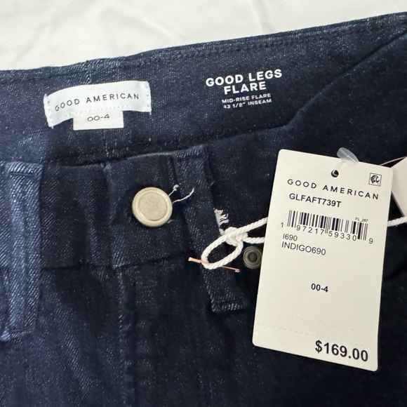 Always Fits Good American Good Legs Flare Dark Wash Jeans 00-4 NWT - Picture 4 of 8